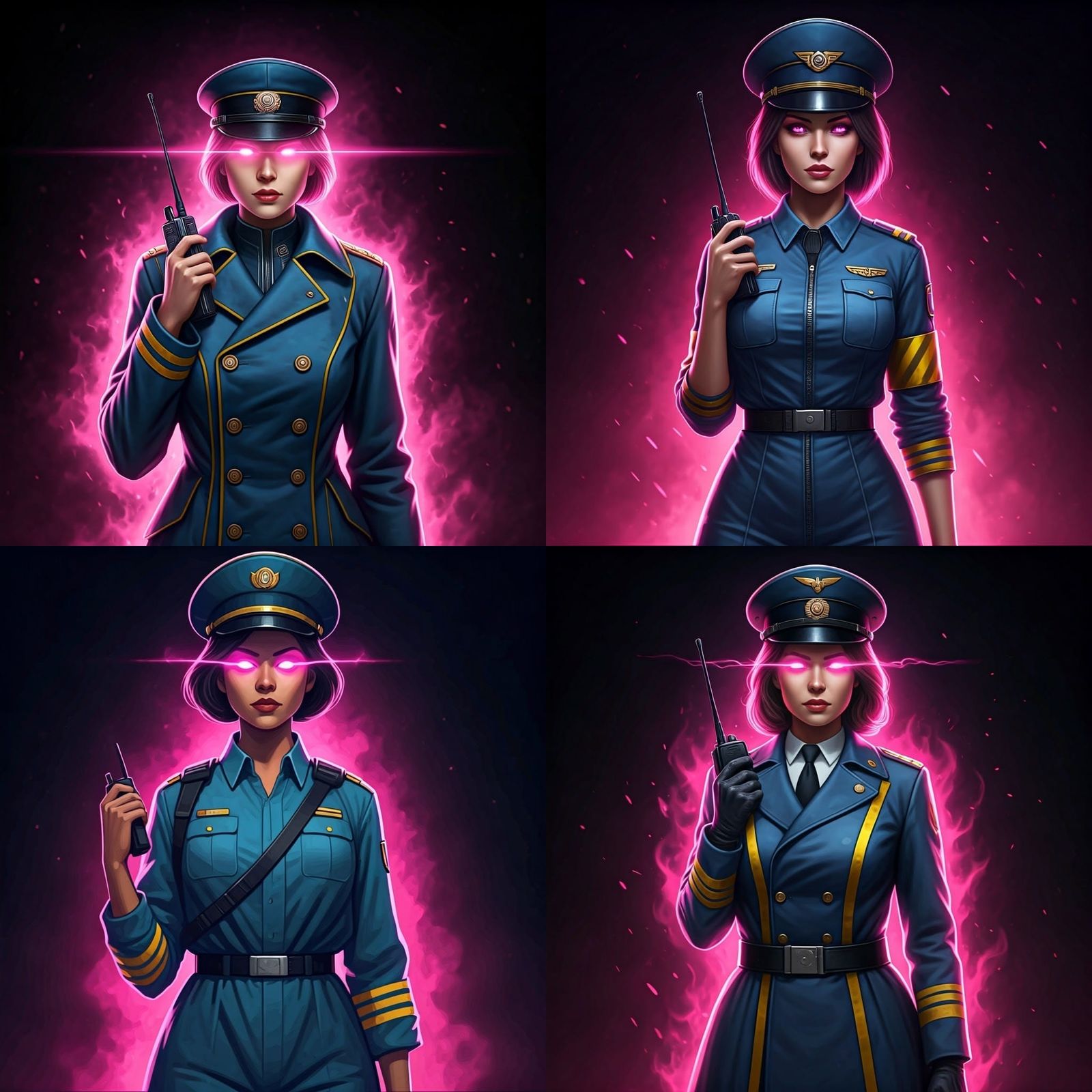 Superpowered Woman Commander with Pink Aura