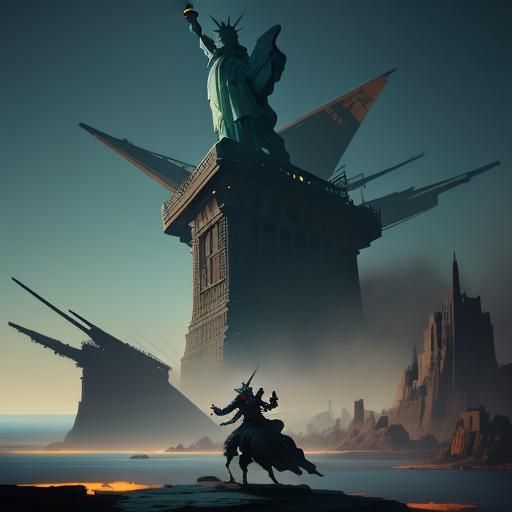 Statue of Liberty on Playboy, Sci-Fi Concept Art
