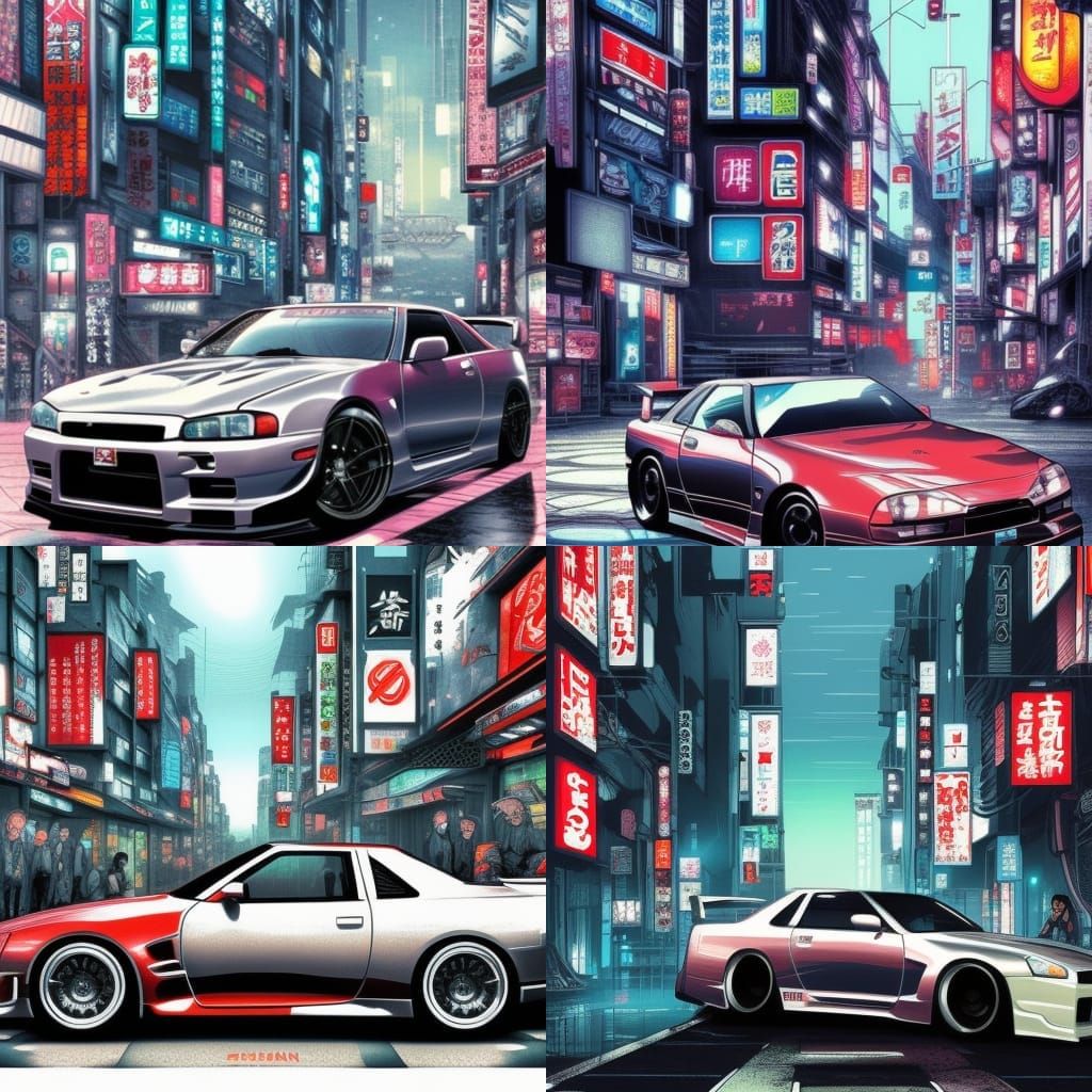 Nissan Skyline R35 in Cyberpunk Japan