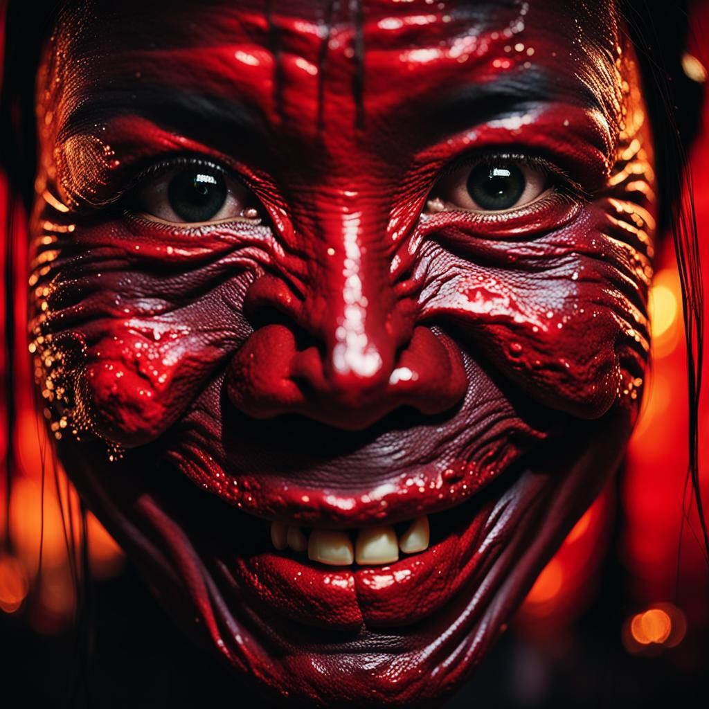 Eerie Pontianak Transformation: A Vivid Color Portrait