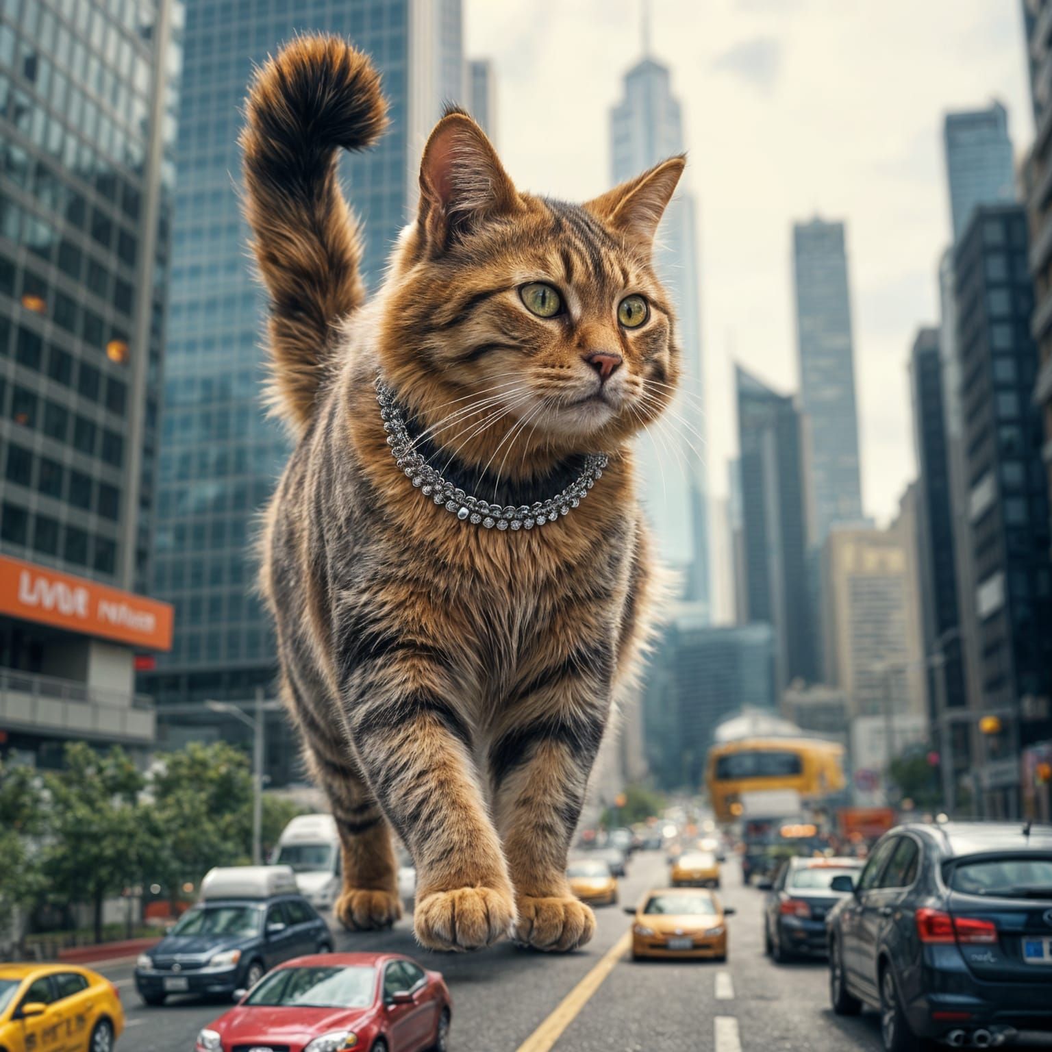 Giant Cat in Metropolis: Hyperrealistic Leica Photography