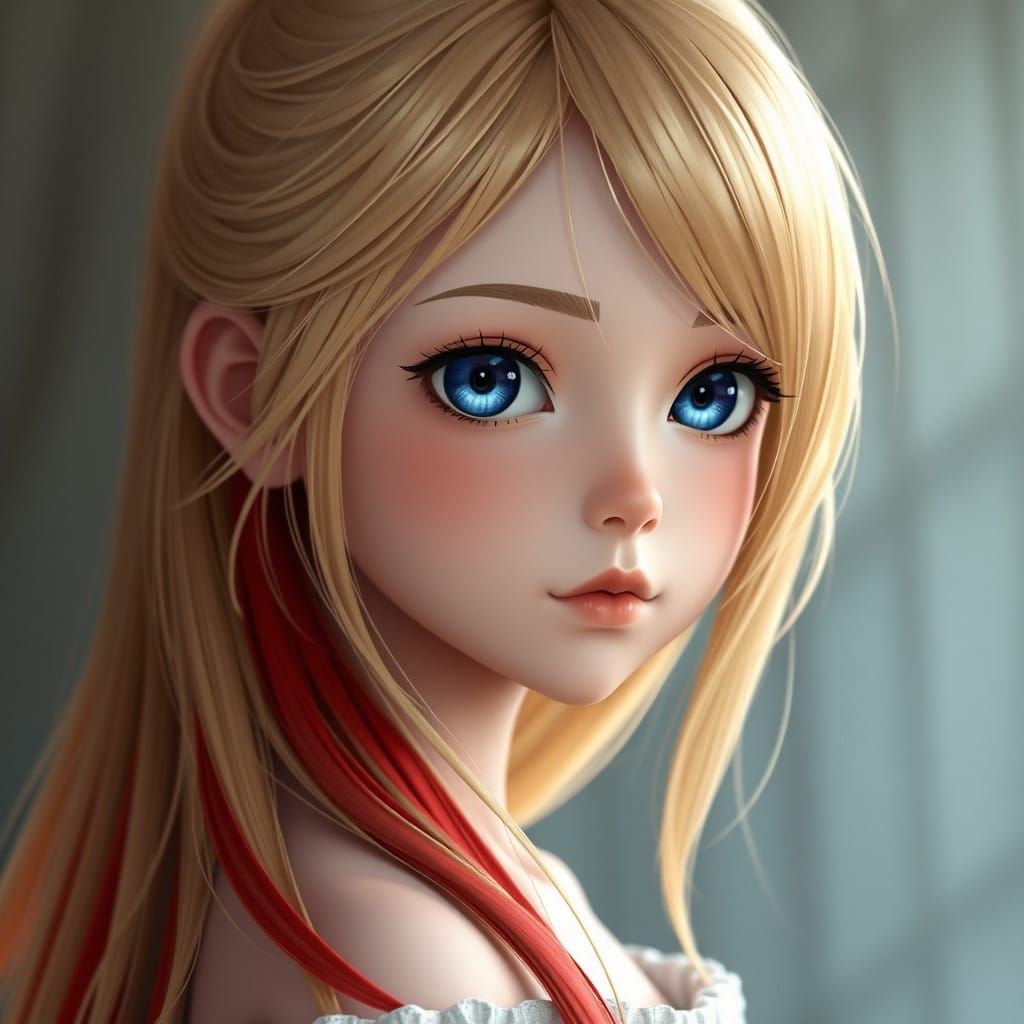 Ethereal Lilith-Inspired Anime Girl with Vibrant Red Locks