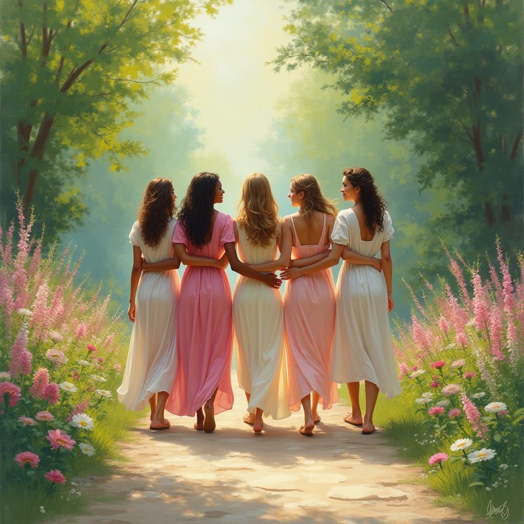 Christ and Women in Ethereal Impressionist Style