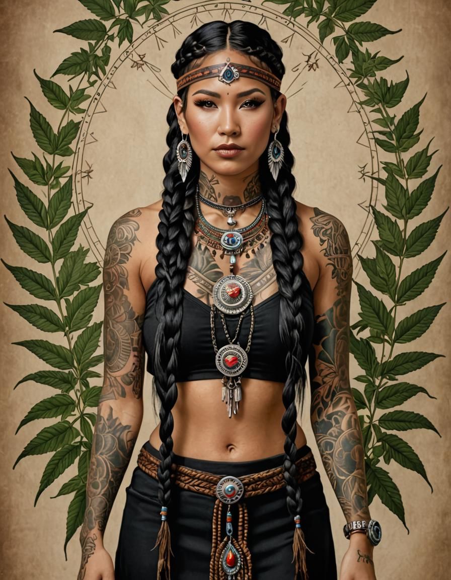 Native American Marijuana Goddess Portrait