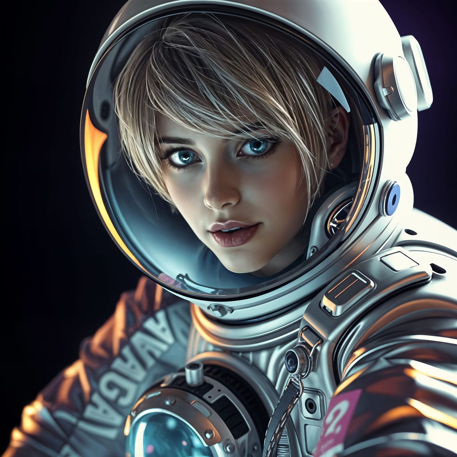 Beautiful female astronaut, portrait, series: 010