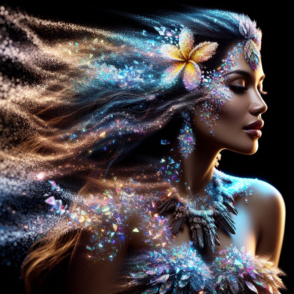 Polynesian Ice Woman Dissolving into Smoke