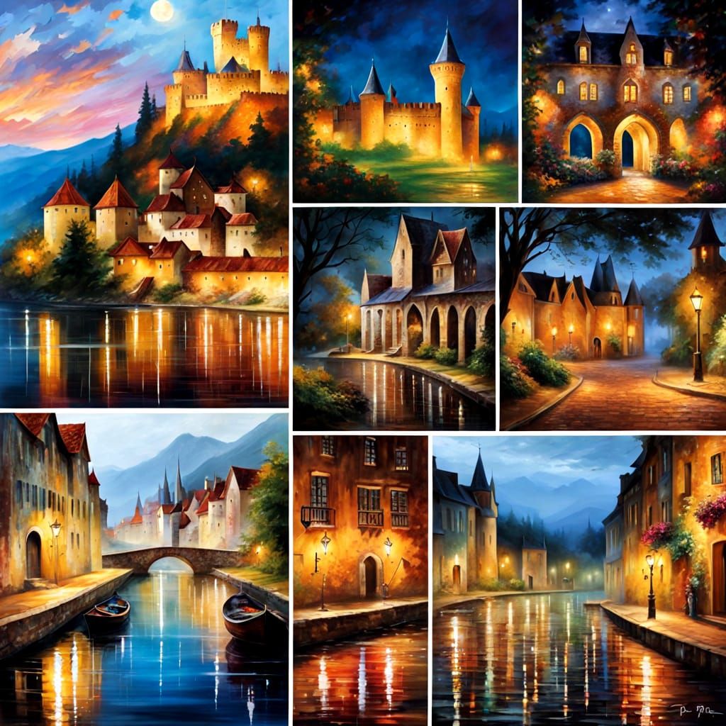 Impressionist Castles in Vibrant Colors