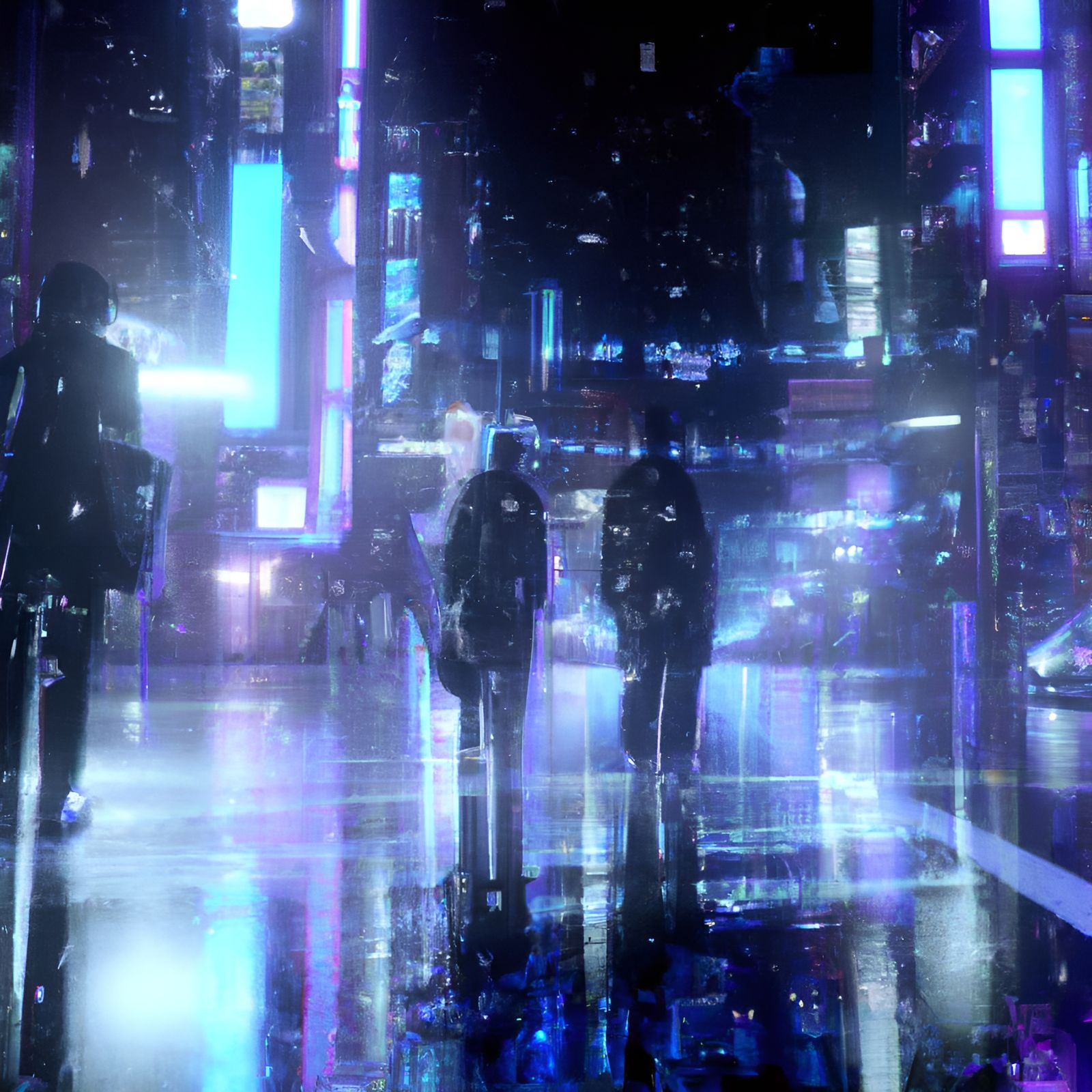 Futuristic Tokyo Street Scene at Night