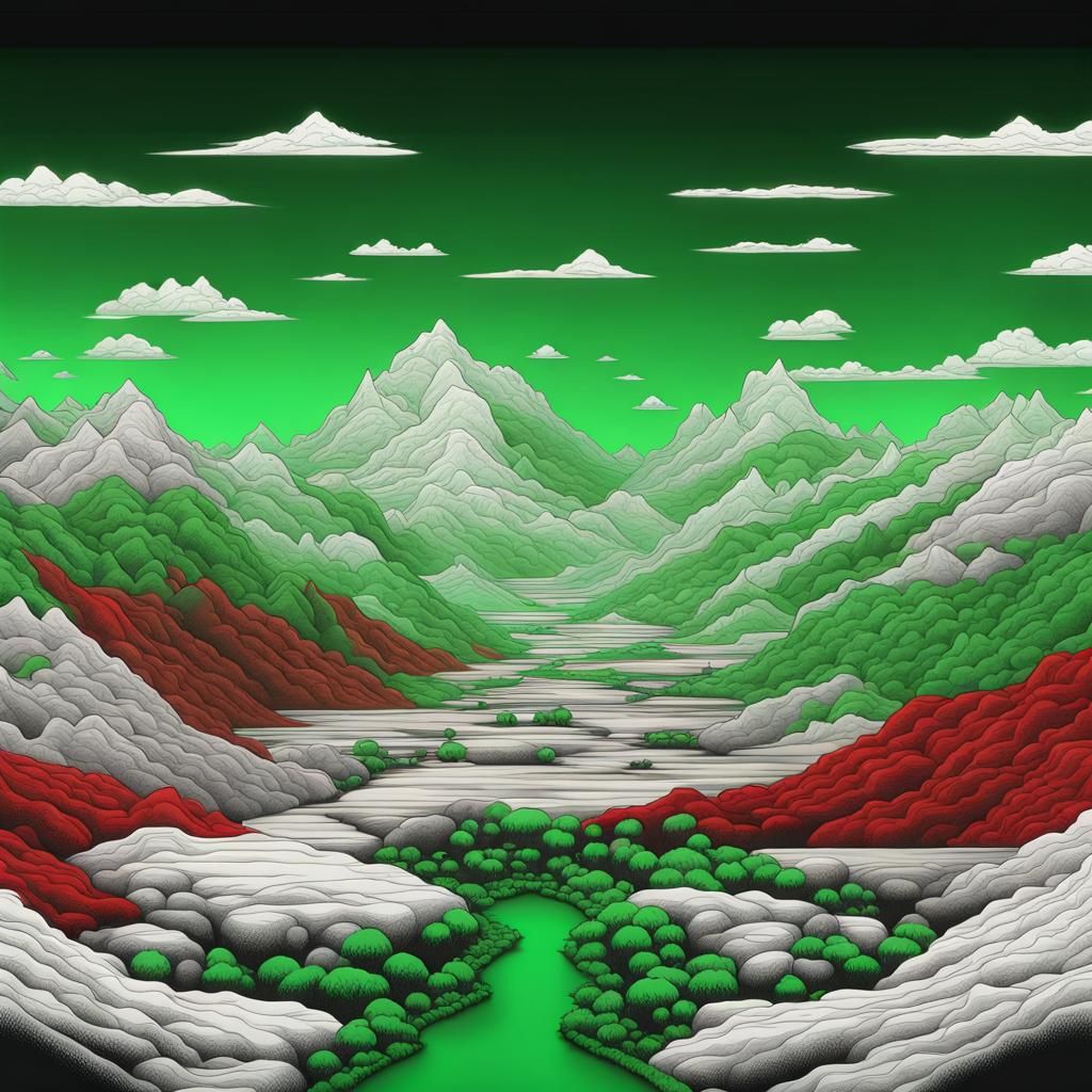 Epic 3D Landscape in Pixel and Line Art