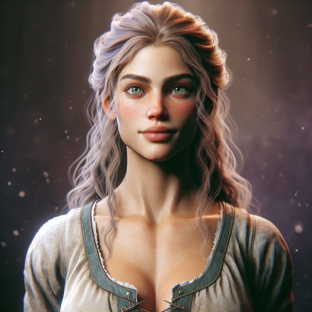 Athletic Girl with Youthful Attire in Fantasy Style