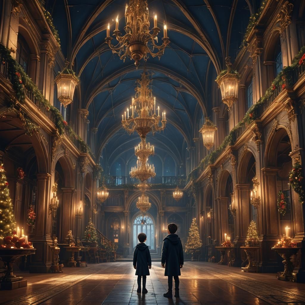 Young Boy Finds Solace in Grand Mansion at Christmas