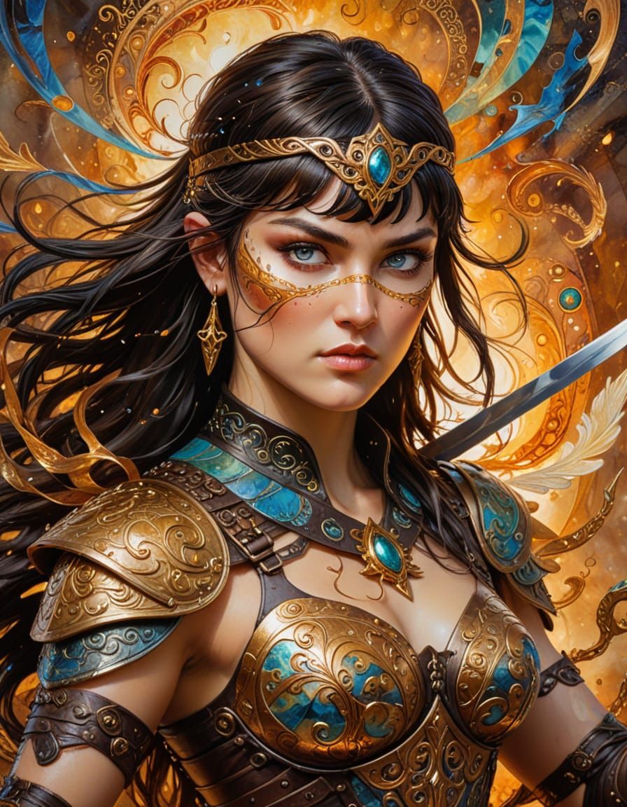 Xena Warrior Princess in Surrealist Painting Style