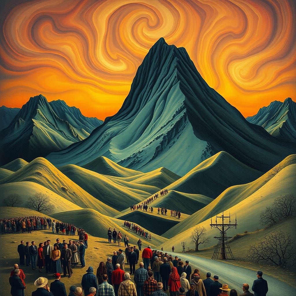 Surreal Crowd Bust in Melting Oil on Canvas