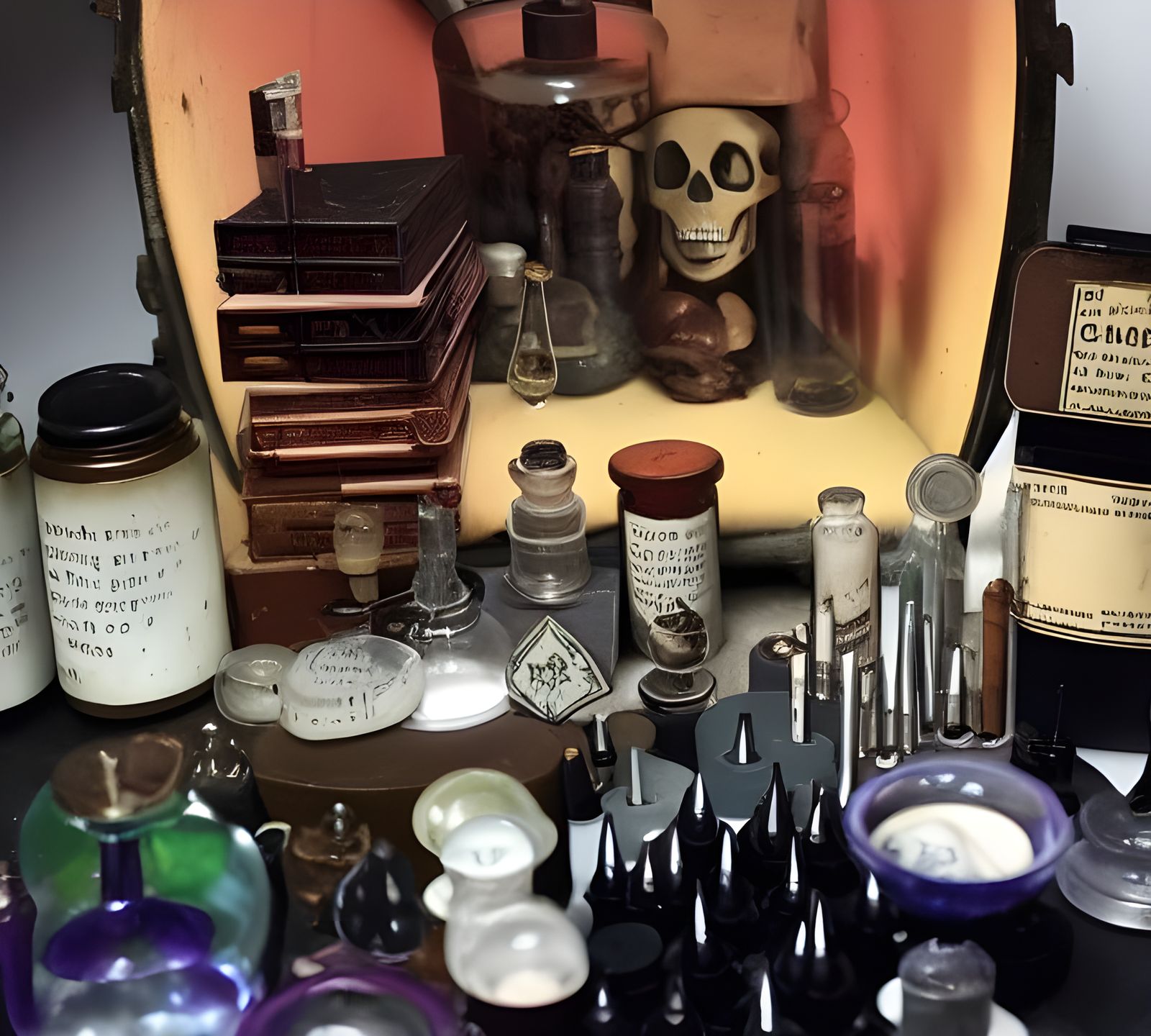 Steampunk Apothecary with Spilled Potions and Oddities
