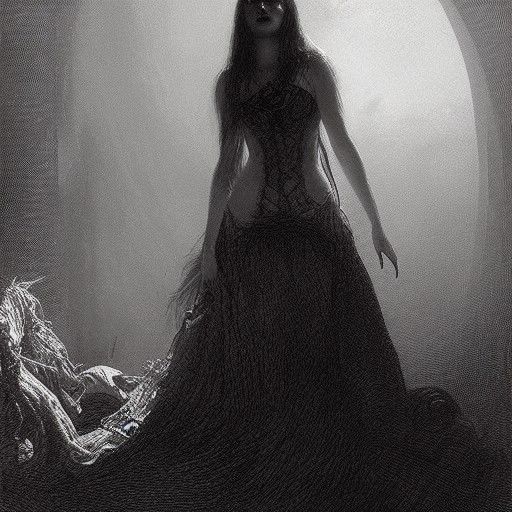Gothic Princess Vampire in Horror Art Style