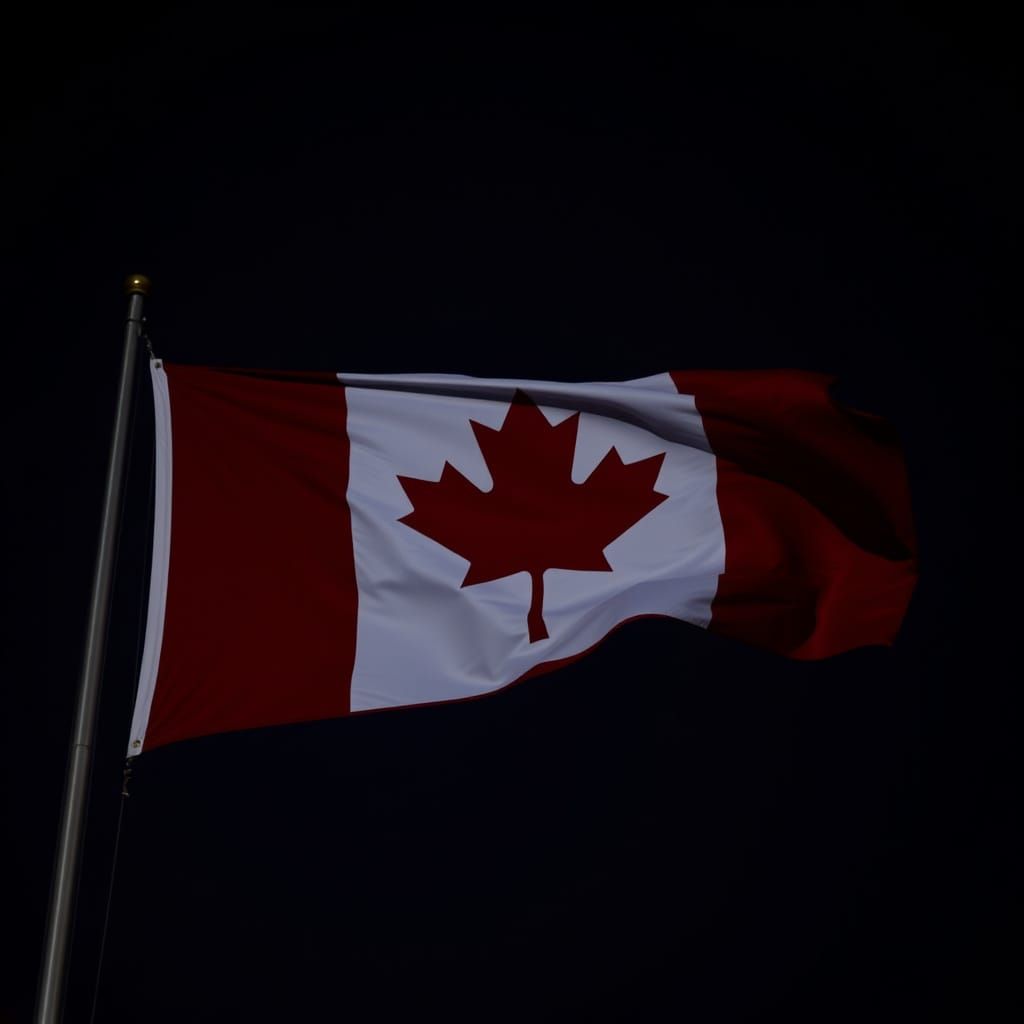 Canadian Flag Under Starry Night Sky