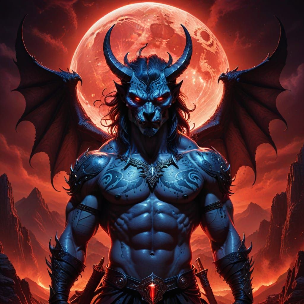 Observing Incubus with Swords in Dark Fantasy Style