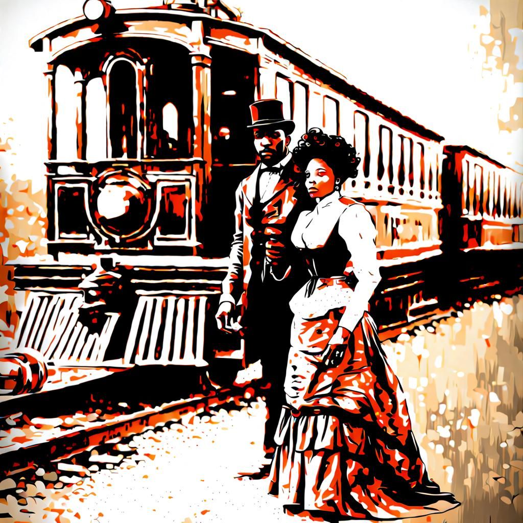 1880s Black Couple at Train Station