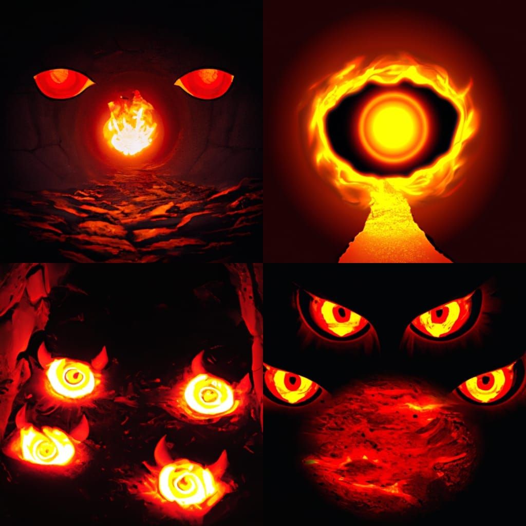 Eerie Entrance to Hell with Glowing Eyes