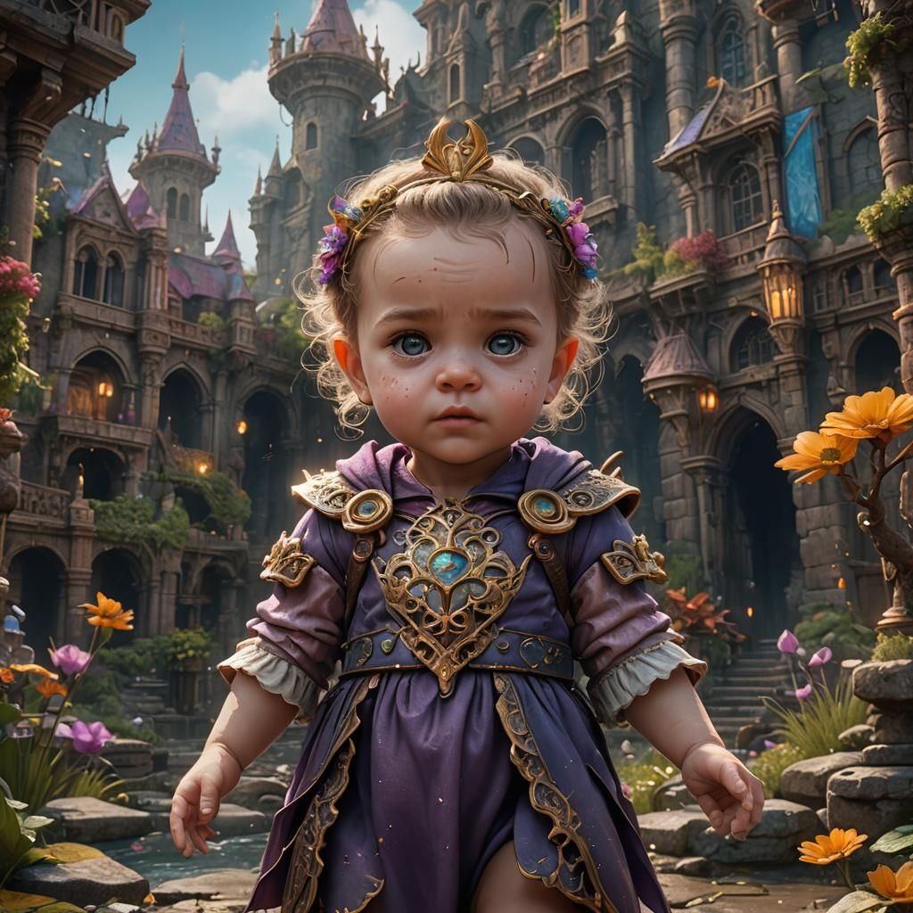 Fantastical Baby Girl in Detailed Matte Painting