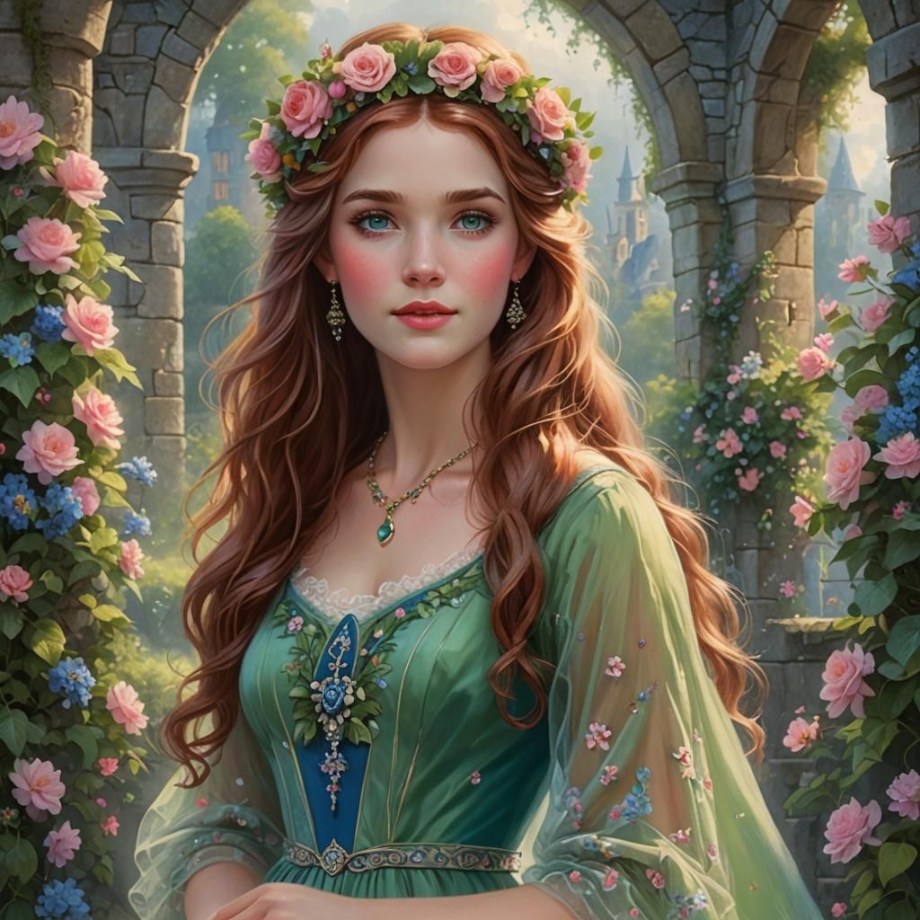 Ethereal Auburn Beauty in Royal Dress