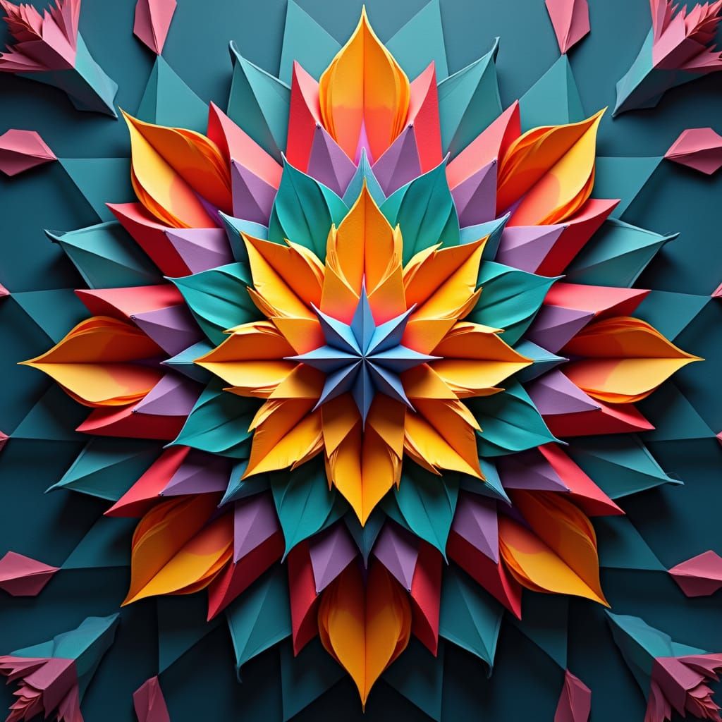 Vibrant Origami Mandalas in a Kaleidoscopic Style