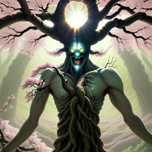 Blossom Tree Monster in an Oil Painting Style