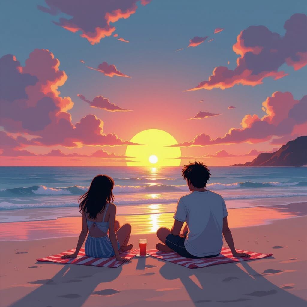 Nami and Soto: Serene Beach Sunrise