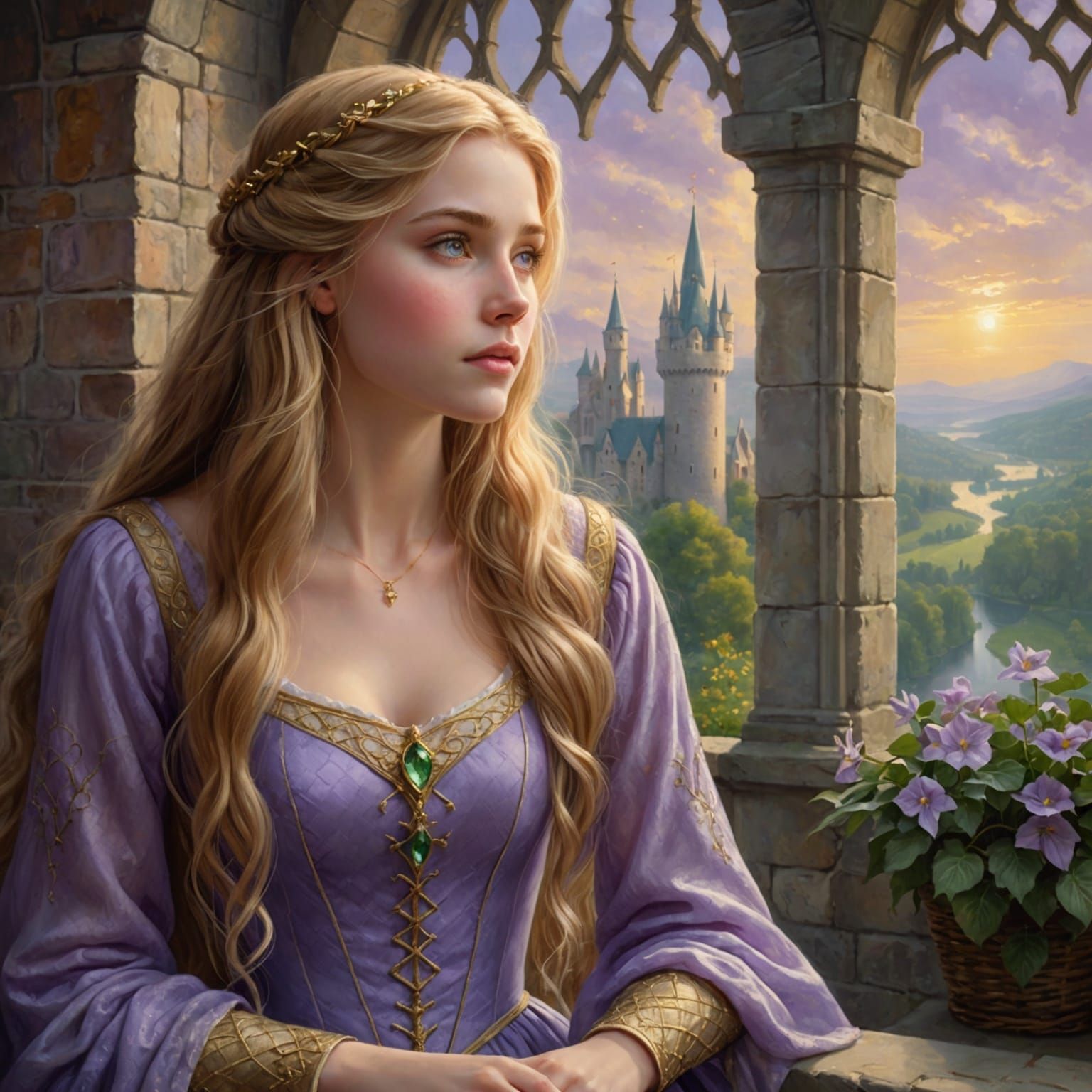 Longing Princess in Tower, Ethereal Fantasy Style