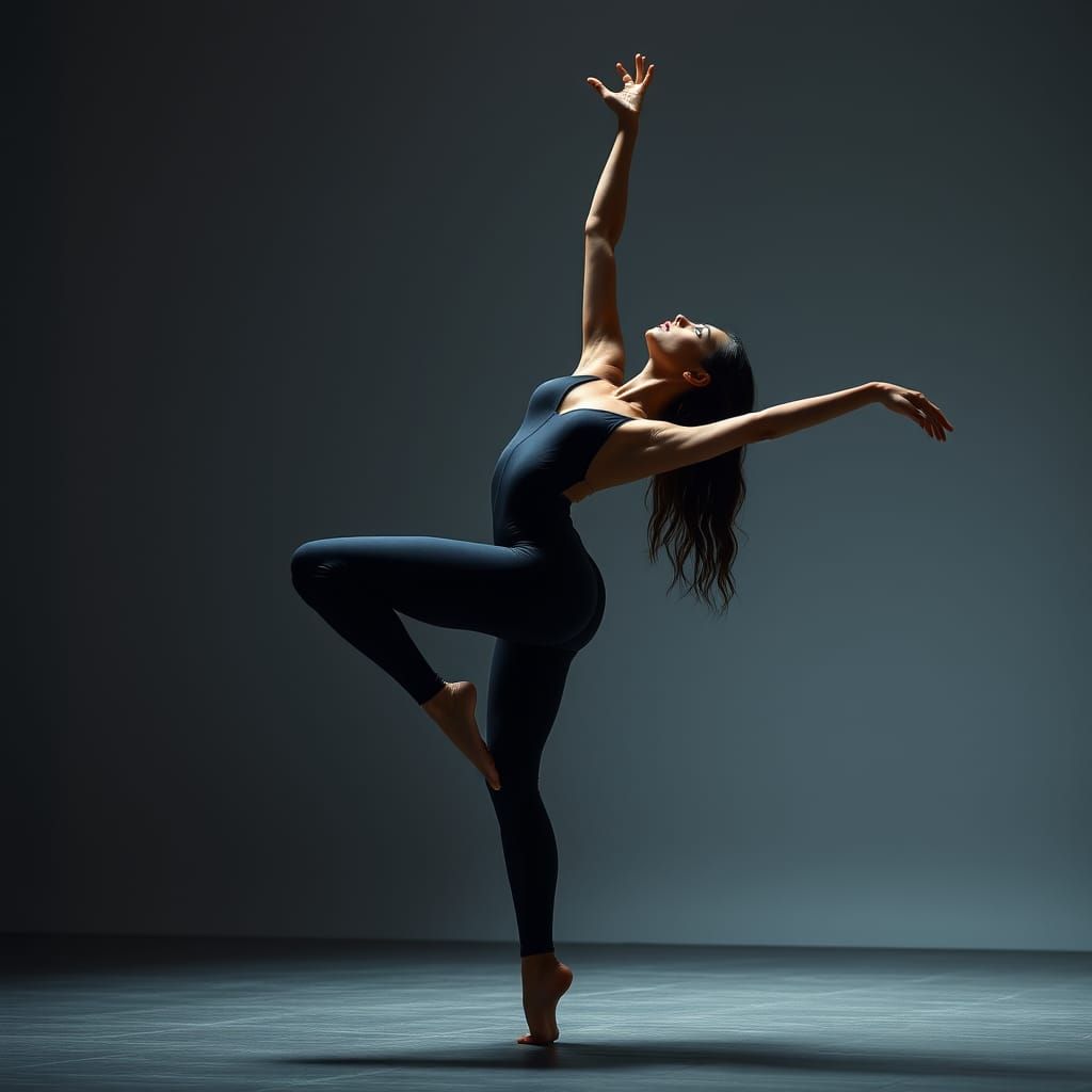 Ethereal Acro Dancer in Cyberpunk Aesthetic