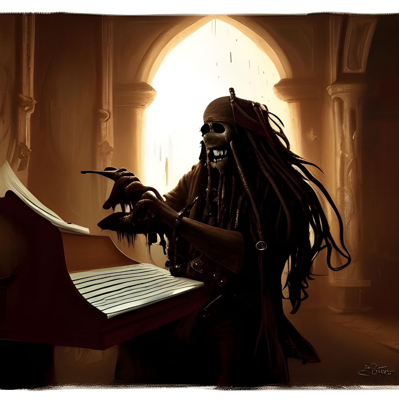 Davy Jones Plays Pipe Organ in Sinister Baroque Style