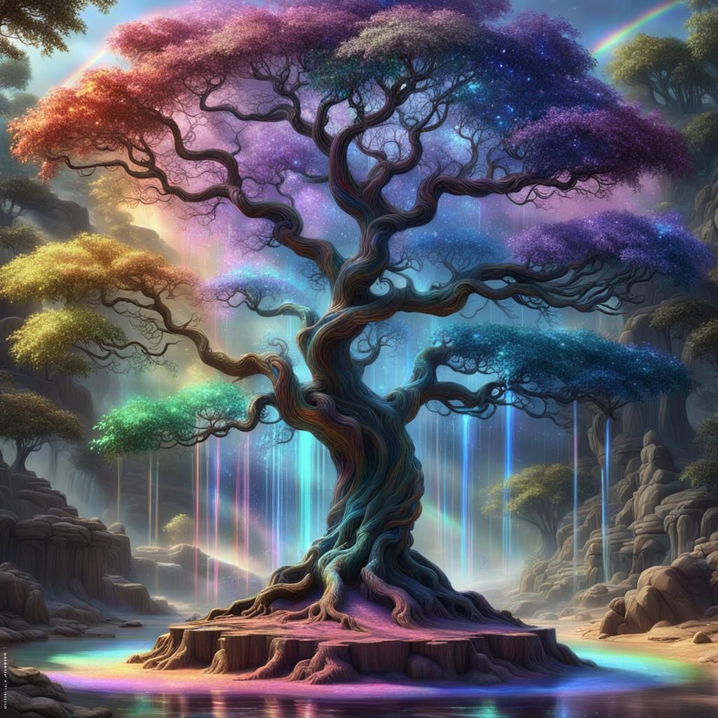 Iridescent Rainbow Tree with Glitter Core
