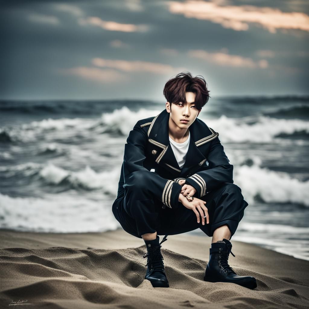 Jungkook of BTS as Sailor on Beach