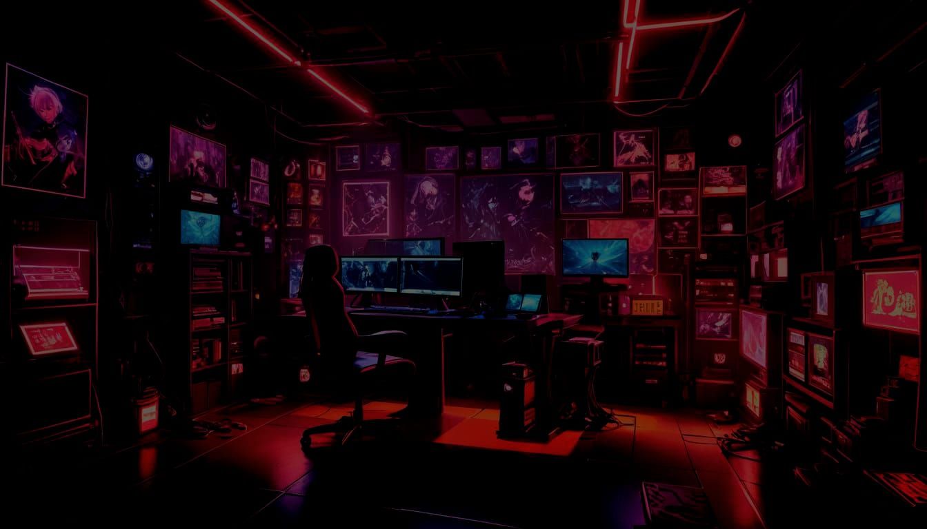 Gamer Goth Girl's Basement: 3D Anime Art