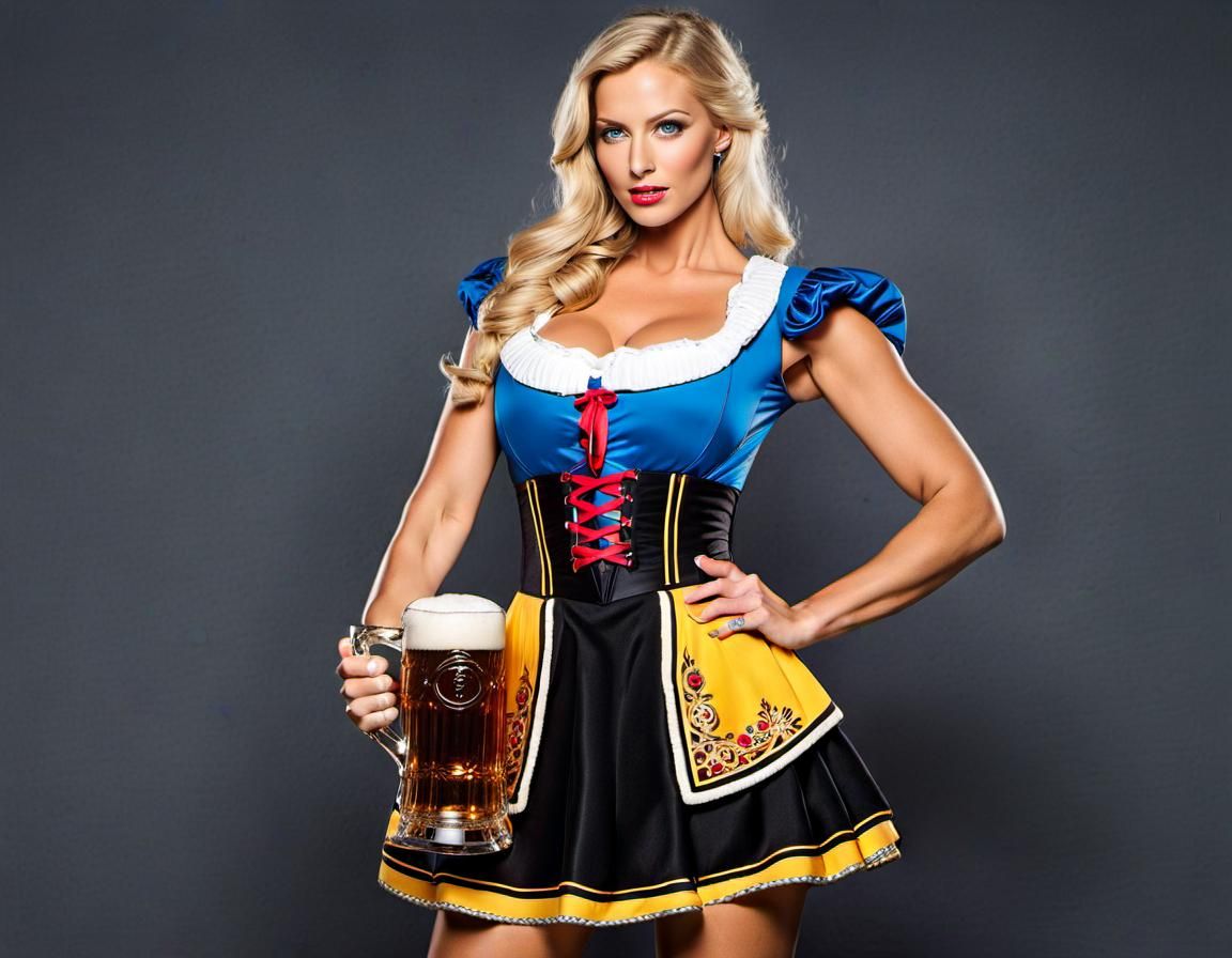 Amazon Warrior in German Costume with Beer