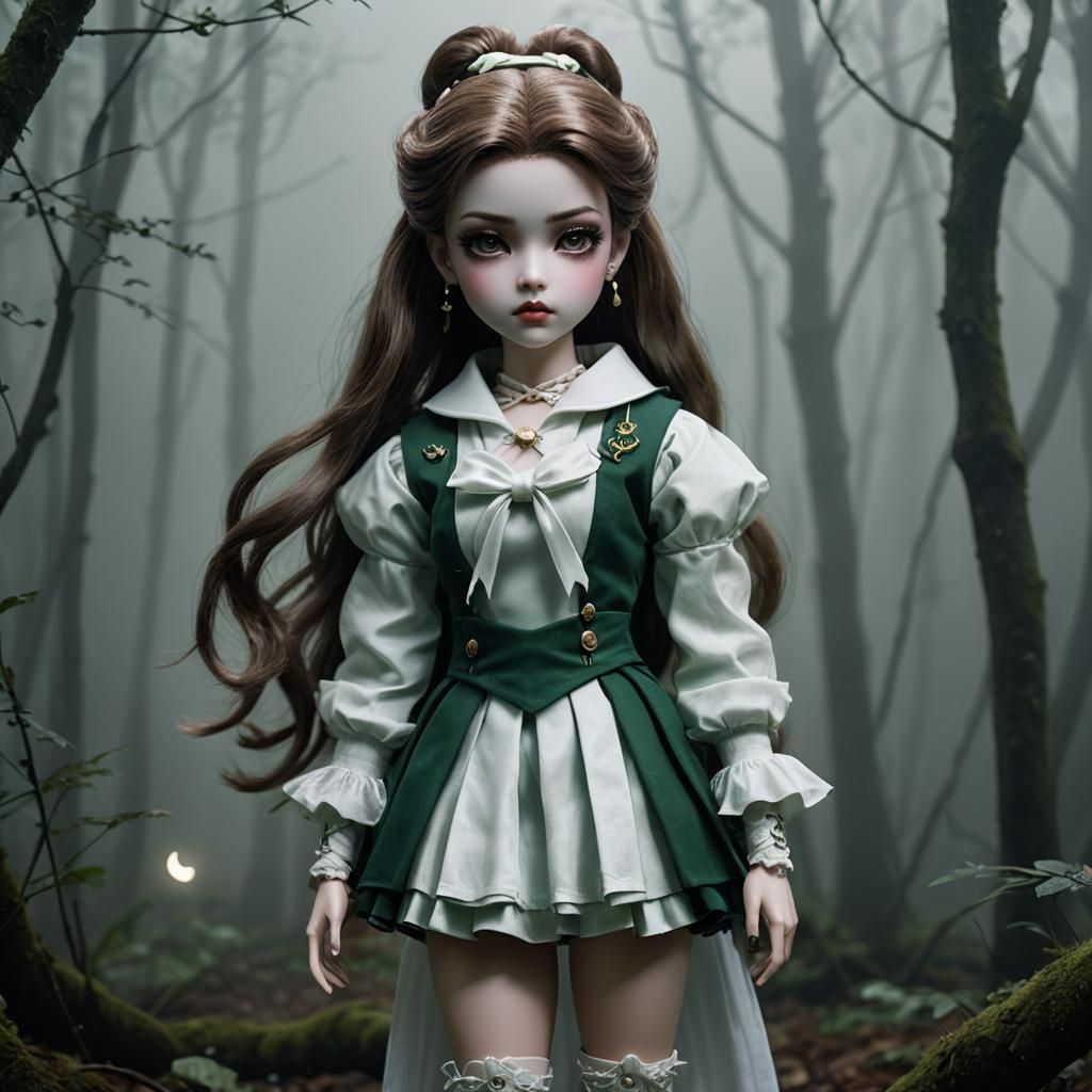 Sailor Jupiter as Eerie Porcelain Doll in Forest