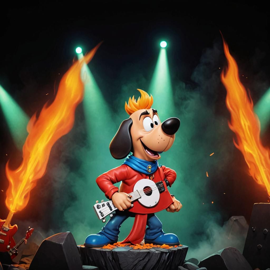 Cartoon Underdog Metal Band on Stage