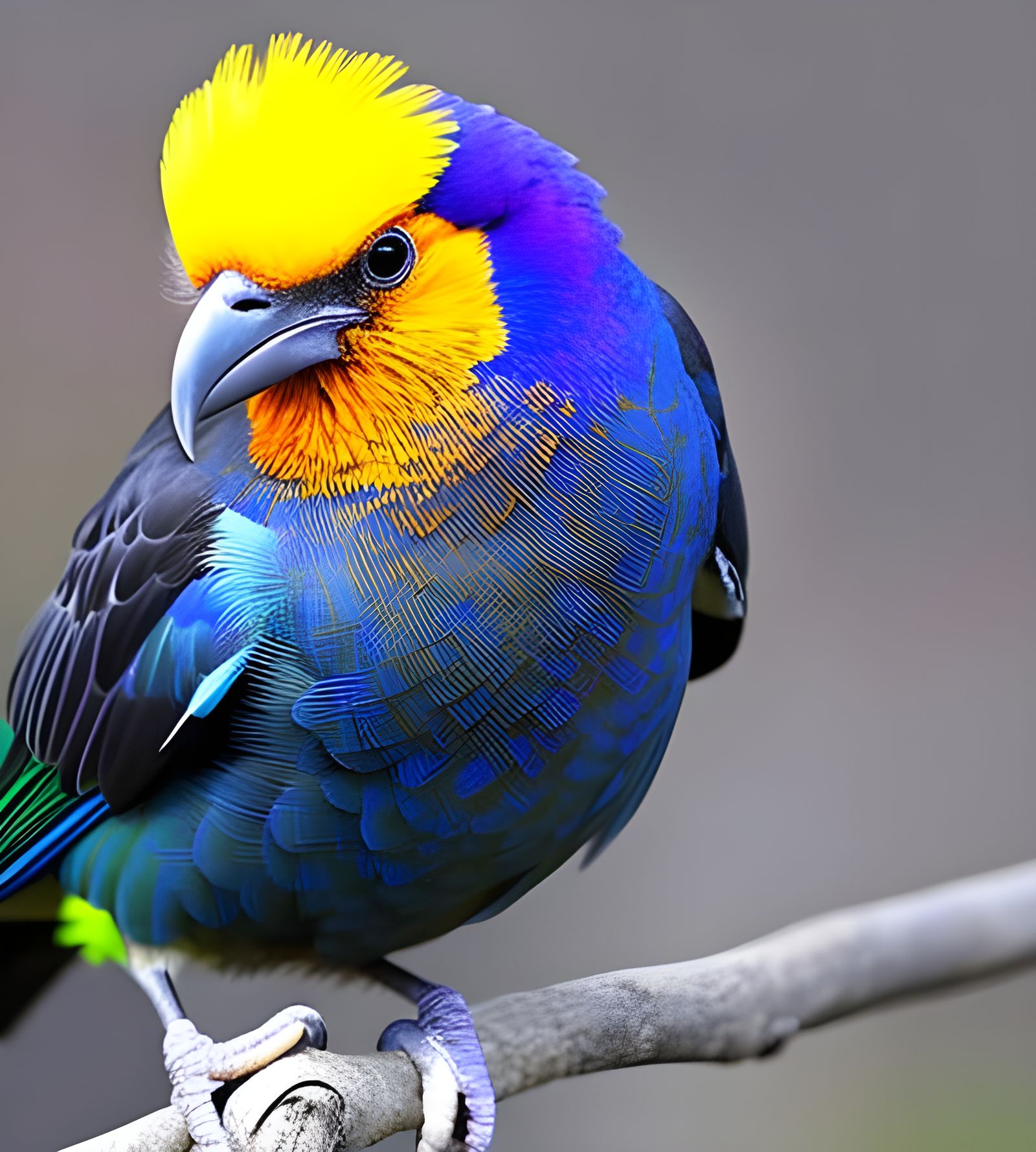 Raven Preening in Cage: Detailed Digital Art