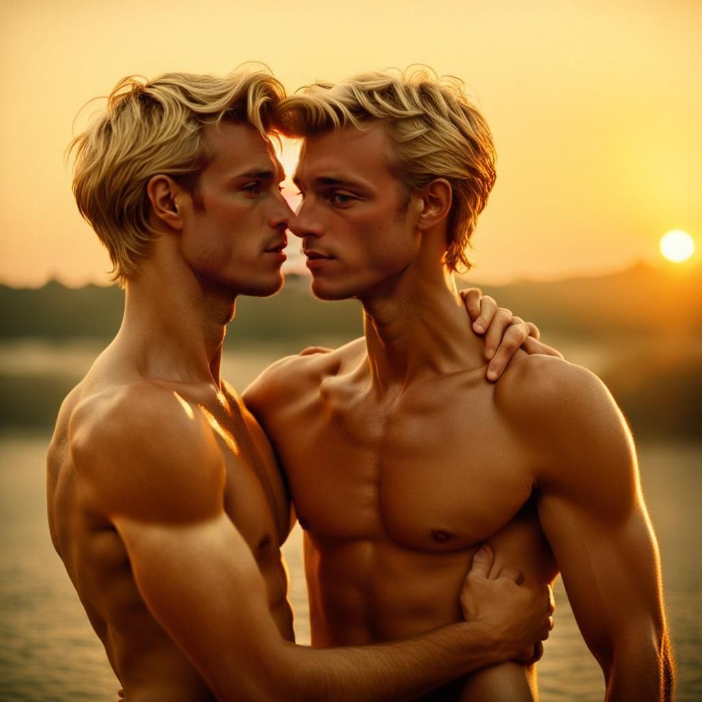 Loving Embrace at Sunset: Cinematic Film Still