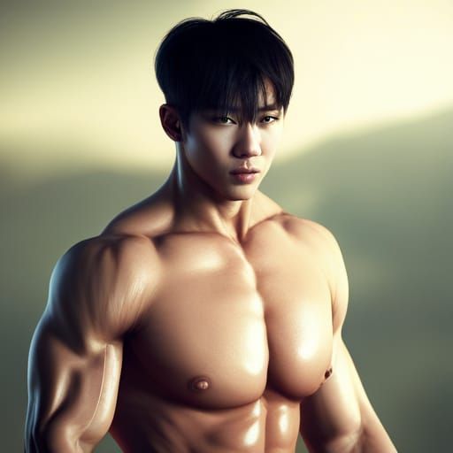 Muscular Bodybuilder Physique: Detailed Matte Painting