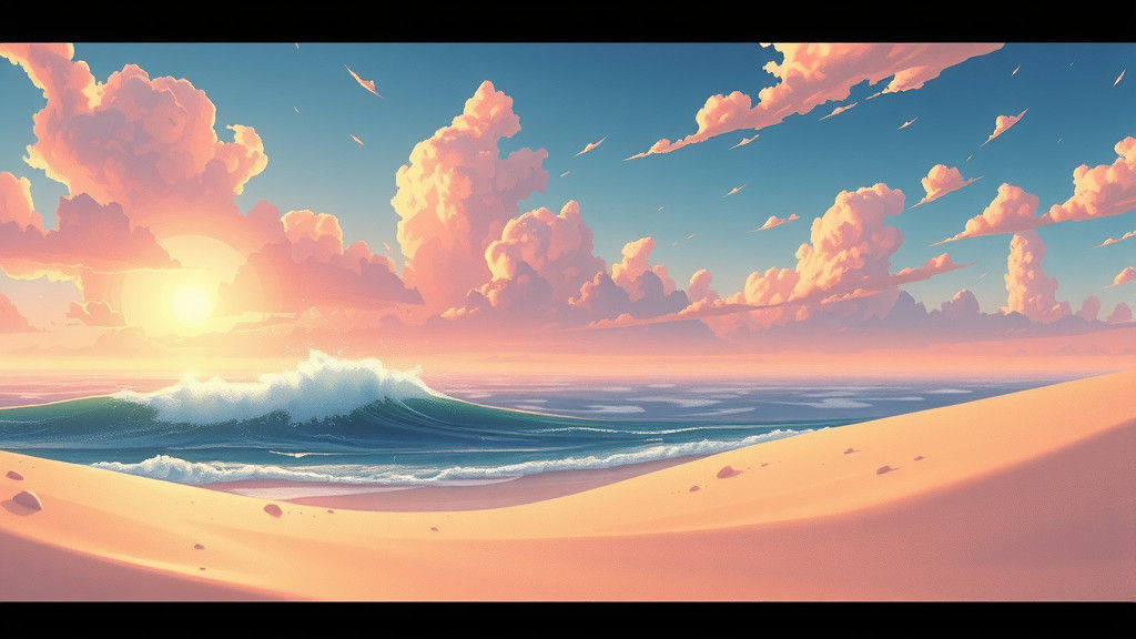 Anime Seascape in Vibrant Pastel Colors