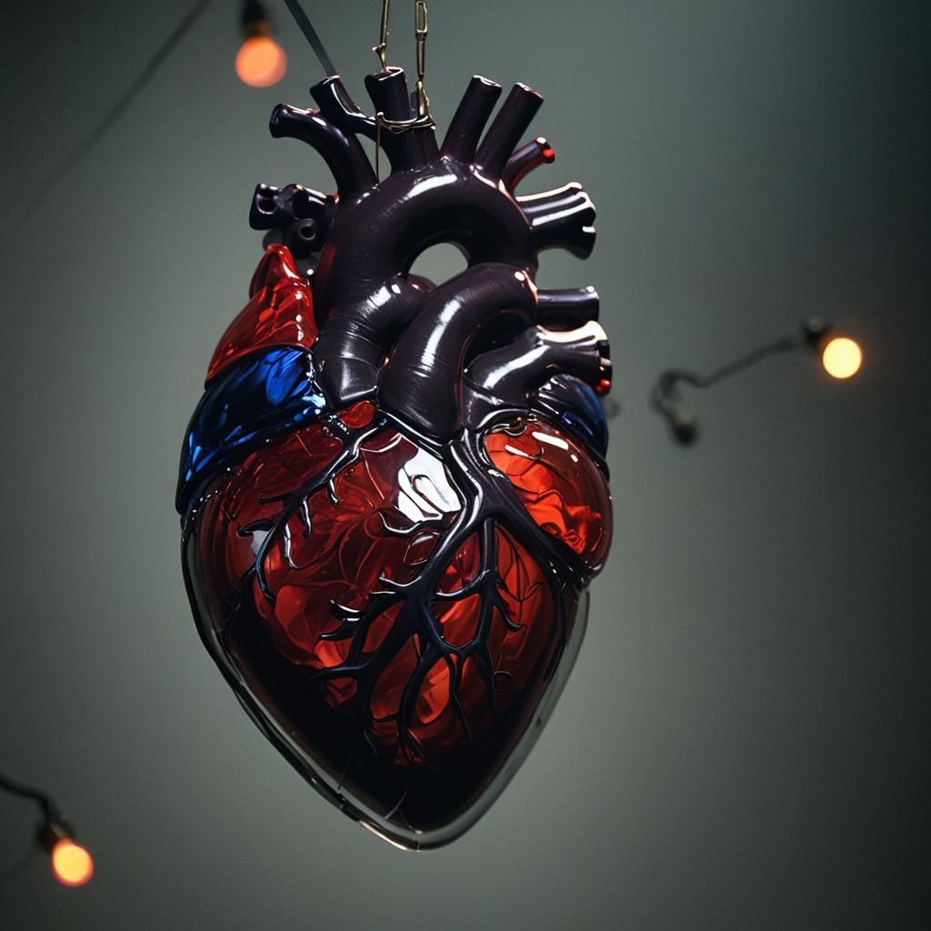 Glass Heart Sculpture in Cinematic Lighting