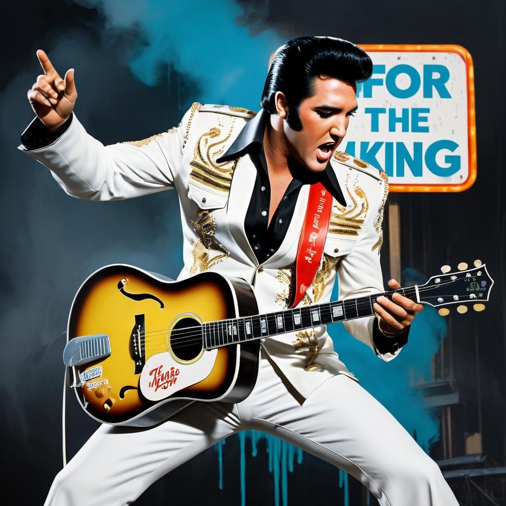 Elvis Presley Album Cover in Vintage Graffiti Style