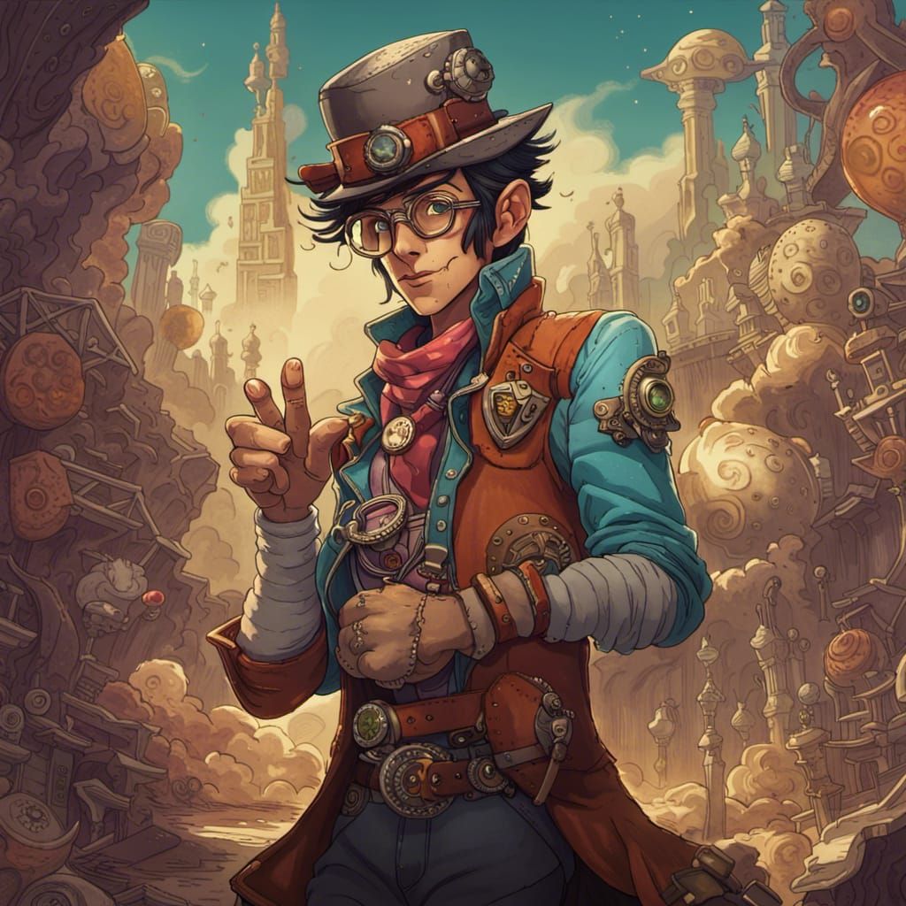 Steampunk Archaeologist in Dungeons and Dragons Style