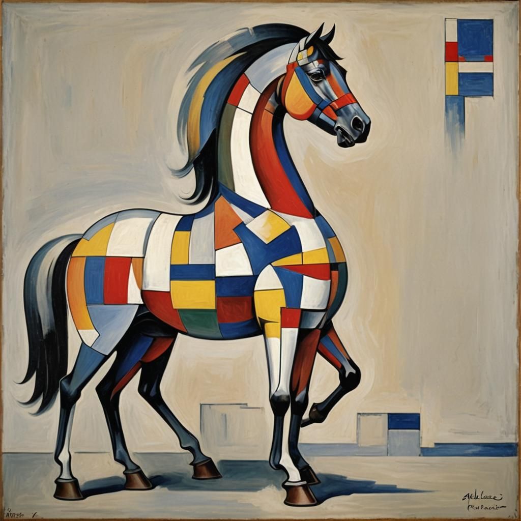 Abstract Horse in Geometric Cubist Style
