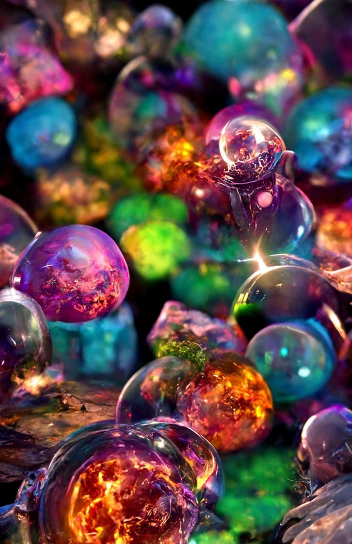 Atomic Elements in glass orbs, cryengine landscape sunshine rays trending on Artstation Unreal Engine matte painting dig...
