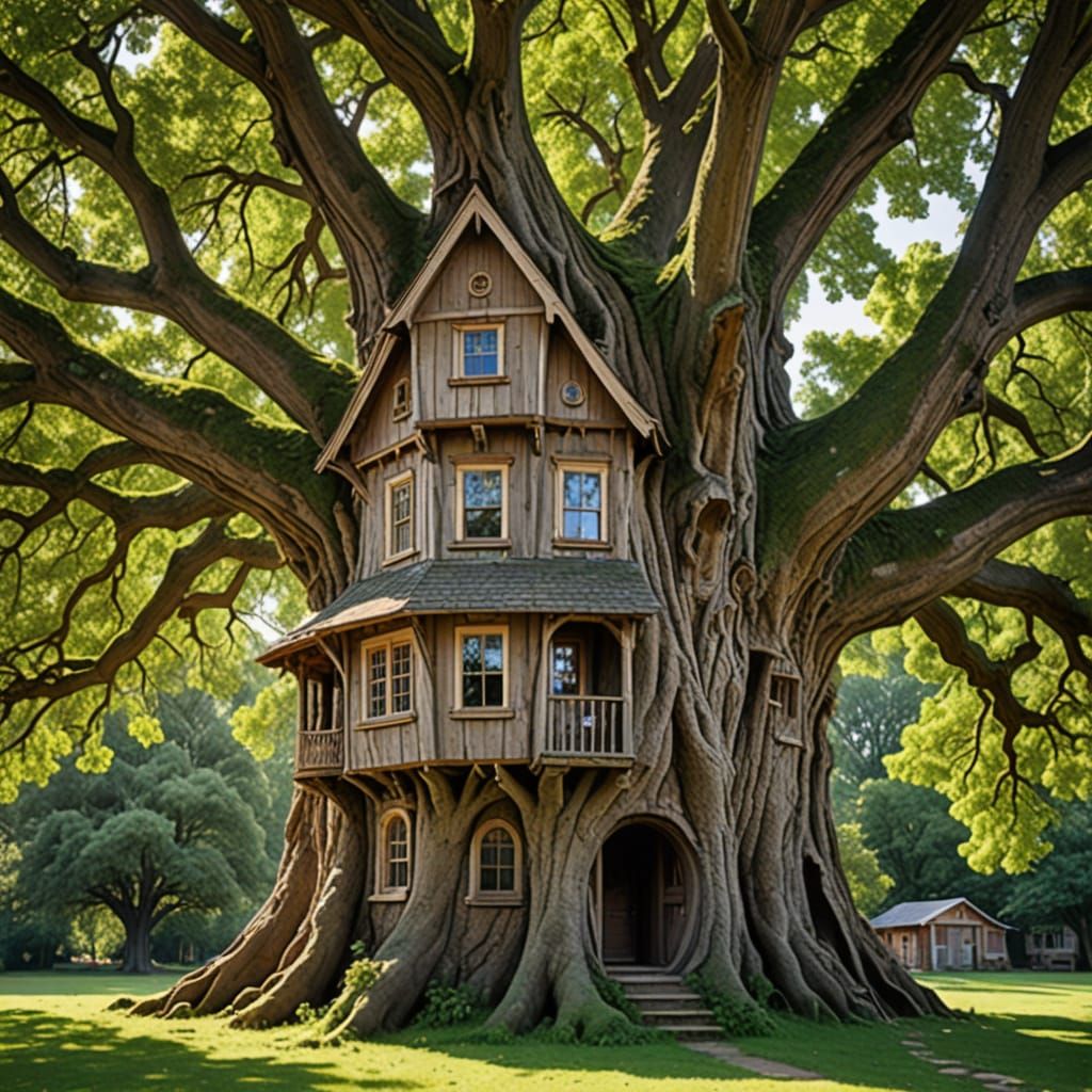 Treehouse Nestled in Ancient Tree