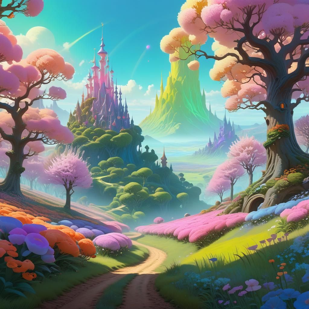 Pastel Wonderland Landscape in Digital Art Style