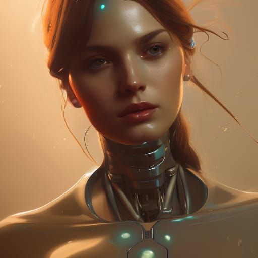 Detailed Robot Woman Portrait in Artstation Style