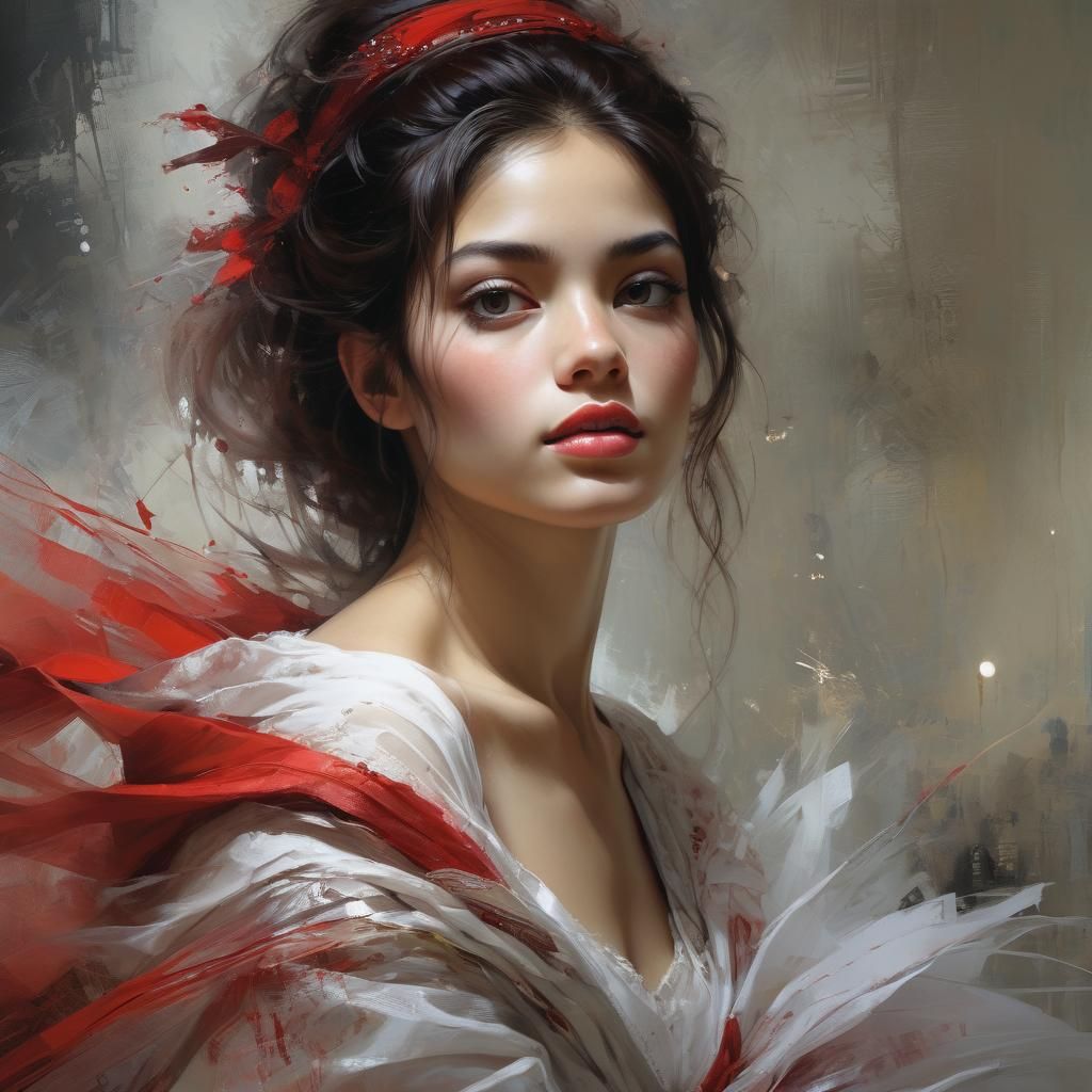 Peruvian Woman in Tulle: Detailed Fabric Art